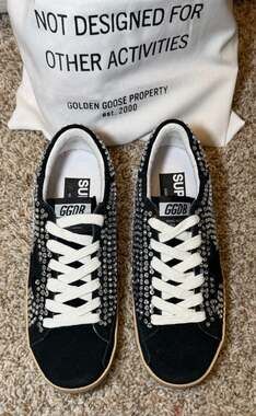 GGDB Black Suede Sneakers with Swarovski Crystals-NEW!!!